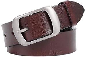 JasGood Damski skórzany pasek do dżinsów, spodnie, modny pasek dla kobiet z klamrą