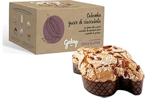 Galup Colomba de Pâques sans gluten et sans lactose, Colomba de Pâques avec Pépites de chocolat, Gâteau de Paques artisanale sans gluten, avec un glaçage aux noisettes - 400g