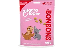 Edgard & Cooper Friandises pour Chiots Petits Bonbons Naturels sans Cérales Naturel, Format Familial de 1x120g, Canard & Poulet