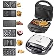 Wtrtr HALEY 6-in-1 Multi Snack Maker,750W Detachable Sandwich, Grill Maker, Waffle Maker,Doughnut,Madeleine,Plates with Bakelite Coating, 2-Year Warranty(HY-1023) (6 in 1)