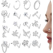 Schicker Nasenstecker Mit Schmetterling-CZ-Stein – 316L Stahl, 20g, L-Bogen, 6mm Länge