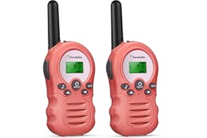 SORULYKIN Walkie Talkie for kids Long Distance 8 Channel 2 Way Radio Interphone Outdoor Camping Adventure Toys Birthday Presents Xmas Gifts for Girls Boys Children (Pink-2 Pack)
