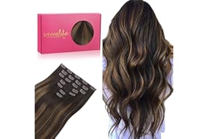 WENNALIFE Extension a Clip Cheveux Naturel, 45cm 120g 7pcs Extension Cheveux Naturel Clip Cheveux Humains, Balayage Marron Foncé Mixte Marron Châtaigne Extention de Cheveux Humains Vrai Cheveux