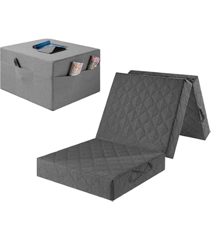 Beautissu Premium XXL Vouwmatras 120x200 cm incl. Tas – Opvouwbaar Logeermartas Extra Dik 14 cm Traagschuim – Wasbare Hoes, Eenvoudig Transport & Hoog Slaapcomfort Opvouwbaar Gastenmatras – Grijs