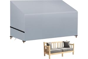 wiipara Gartenbank Abdeckung für 2 Sitzer, Bank Schutzhülle Gartenmöbel Abdeckung Wasserdicht, Anti-UV, Winddicht, 210D Oxford-Gewebe Abdeckhauben für Bänke, Gartensofa (134 x 66 x 66/89cm) - Grau