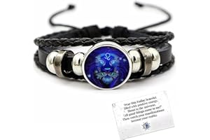 Oaiyeie Bracciale dello spirito dei segni zodiacali, bracciali in pelle zodiacale con dodici costellazioni regolabili multistrato, per gli amanti delle costellazioni da donna e uomo