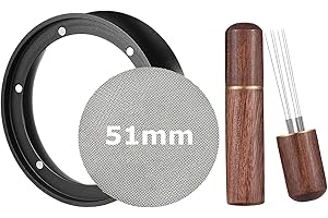 RAFIYU Imbuto Dosatore per Espresso da 51mm e Dispenser e Filtro per Aghi caffè WDT. Anello dosatore per caffè, Accessori Barista, Anello dosatore per caffè, riempimento preciso di Polvere di caffè