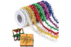 MEISHANG Espumillon arbol Navidad Juego de 6 Colores,Alambre Metálico Grinalda de Natal,Guirnalda arbol de Navidad,Espumillon para Regalos Festivos y Decoraciones Navideñas de Interior y Exterior