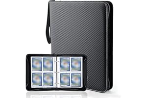 Bnimtm Karten Sammelalbum mit 400 Pockets, Album Sammelkarten Pokémon mit Reißverschluss Und Schwarz Lederbezug, Karten Hüllen Sammelmappe Sammelalbum für Pokémon Ninjago utw