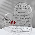 Qunclay 40th Years of Marriage Gift Wedding Anniversary Heart Marriage Keepsake Decoration Gift for Couple Parent Women Mom Husband Wife
