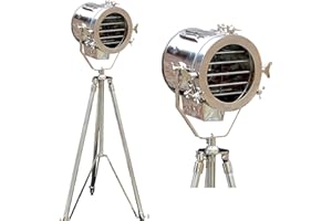 THOR INSTRUMENTS Beautiful Nautical Full Steel Searchlight Spotlight Tripod Studio Floor Lamp Chrome/Silver Finish Home Decor