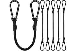 Rugtol Lot de 6 tendeurs en Caoutchouc avec Mousqueton, 20 cm, 100% Latex, pour Voile d'ombrage, bâches, Jardin, vélo, Voiture, Chargement