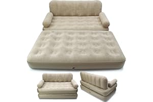 GENERIC 2-in-1 Inflatable Sofa Bed – Air Mattress Couch with Waterproof Flocked Surface | Converts to Double Bed | 188 x 152 x 64cm | Indoor Outdoor Guest Seating, Camping, Travel Use