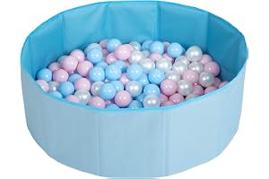 Selonis Färgfull vikbar bollhav med 300 bollar, blå: babyblå/puderrosa/pärla