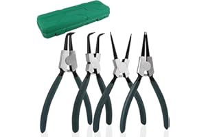 NVIYAM Jeu de Pince Circlips,4 Pièces Pinces à Circlips droites avec Poignées Antidérapantes,Pince à Circlips pour Retirer les bagues,Pince Circlips antirouille et anti-flexion avec étui portable