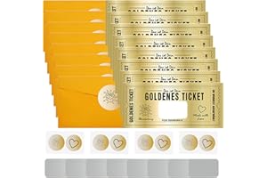 Xmart Goldenes Ticket 8 Stück Gutschein Zum Selber Ausfüllen Golden Ticket set Rubbellose Selber Machen überraschungsgeschenkgutscheine fur Familie und Freunde Zum Jubiläum Kinogutschein