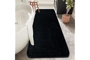 Rururug Tapis Salle de Bain, Tapis de Bain Noir 50x120cm, Microfibre Tapis Absorbant Antidérapants Lavable en Machine