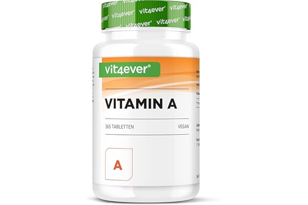 vit4ever Vitamine A - 10 000 UI (3 000 µg) - 365 Comprimés - Alternative aux Gélules - Acétate de Rétinyle Hautement Dosé - Sans Additifs Indésirables - Yeux, Peau, Système Immunitaire - Végan