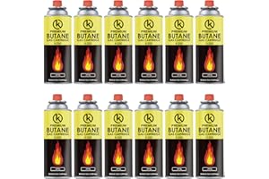KROWN - Pack de Cartuchos K-250 de Gas Butano 227g para Hornillos Quemadores, Cartucho de Gas para Camping K-250, Bombonas para Sopletes (12 Unidades)