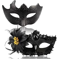 LLGSDLL 12er-Set Schwarze Augenmasken Aus Filz – Verstellbares Gummiband – Für Halloween, Karneval & Cosplay