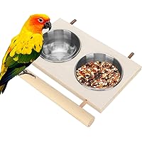 Vogelfutterschale Edelstahl Mit Holzständer - Doppelt Napf