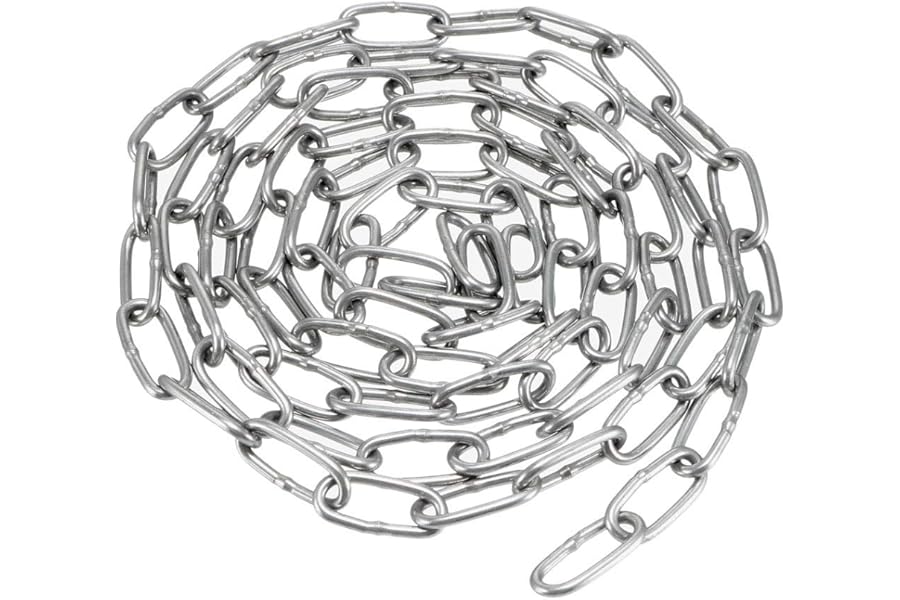 sourcing map Stainless Steel 304 Hardened Proof Coil Chain 1m Length 1.5mm Thickness Zinc Plated