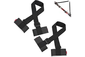 eModwey 2 Piezas de Correa de Portador de Esquí, Portador de Hombro con Asa y Cinta de Fijación Acolchada, Ideal para Sujetar Fácilmente Esquís y Bastones, Negro, Longitud Ajustable