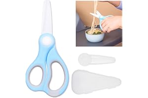 Kare & Kind 2x Ceramic Baby Food Scissors - With Dust Cover and Storage Case - Cut Baby Food Easily - Ideal for Noodles, Meat, Chicken, Veggies and Fruits (Blue - 1 Pack)