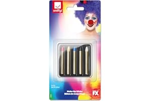 Smiffys Make-Up FX, Face/Body Paint Sticks, Multi- Grease, 5 Colours, Cosmetics and Disguises Fancy Dress, Cosmetic Dress Up Cosmetics & Disguises.