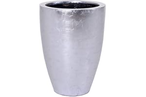 ‎VIVANNO VIVANNO Pflanzkübel Pflanzgefäß Blumenkübel exklusiv Fiberglas Silber Opala - 44 x 32 cm
