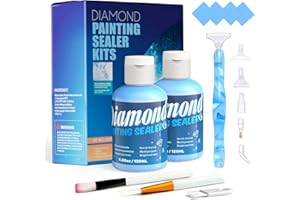 ANRZO Kit Accessori Diamond Painting - 8OZ Colla e Sigillante Lucido con Strumenti Completi - Per Conservazione Ottimale delle Opere d’Arte