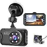 CHORTAU Dash Cam For Cars Front and Rear Full HD 1080P, Dual Dash Cam 170° Wide Angle 3.0 inch, Dashboard Camera with WDR Nig