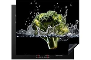 KitchenYeah© Copertura Tappetino Piano Induzione 58x51 cm Cucina Coprifornelli Protezione per Piano Induzione Broccoli - Verde - Acqua - Nero