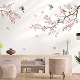 Peach Blossom & Birds Wall Decals - Removable Floral Wall Stickers For Bedroom, Living Room, Nursery, DIY Home Decor - View #4