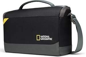 National Geographic Mochila Hombro, Bolsa Cámara para DSLR, Mirrorless con Objetivos y Accesorios, Compartimentos para Tableta, Correa Ajustable, Ultraligero, NG E1 2370, Negro, M