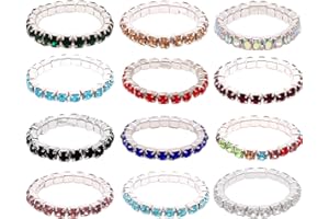 CÉLLOT 12pcs (12 Colors) Elastic Crystal Toe Ring Mixed Color Wholesale Lot Body Jewelry Pack, 12 Count (Pack of 1), Metal, Rhinestone