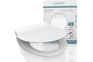 SCHÜTTE 82700 WC-Sitz Duroplast SLIM WHITE, Toilettensitz mit Absenkautomatik und Schnellverschluss für die einfache Reinigung, besonders flache Form, maximale Belastung 150 kg, Weiß