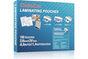OIDOZAC Thermal Laminating Sheets, Letter Size 100 Pack Laminating Pouches 9" x 11.5", 3-Mil Thick Transparent Laminated Paper Ideal Office and School Supplies, Flexible Rigidity for Laminator