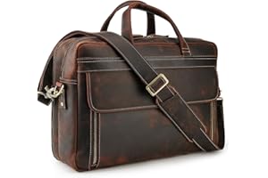 TIDING Borsa del computer portatile in pelle 17 Pollice Business Briefcase Tote Borsa a tracolla di grande capacità Vintage Borse per gli uomini Borse di viaggio