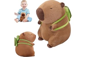DHINCHANSAIB Kawaii Capibara - Peluche suave con mochila en forma de tortuga, regalo para niños y niñas, peluche y cojín para juguetes, agradables