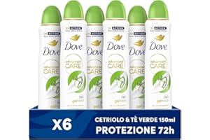 Dove Deodorante Spray Advanced Care Go Fresh Cetriolo e Té Verde, con Formula Idratante e Delicata sulla Pelle, Senza Alcol, Pelle Asciutta Fino a 72 Ore, Deodorante Uomo e Donna, 6 Pezzi da 150ml