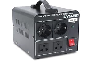 Yinleader 1500W Transformador Reductor de Voltaje de 1500VA EE.UU. - Convertidor de Energía de 220 Voltios - 220V / 110V 1500W Estabilizador de voltaje automático