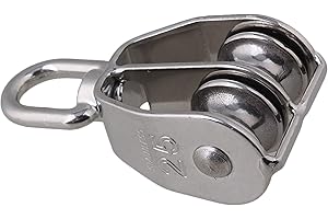 CNBTR M25 Silver 304 Stainless Steel 25mm Swivel Double Pulley Block Chain Traction Wheel