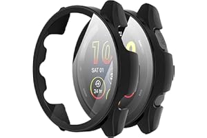 Diruite 2 Piezas Funda para Garmin Forerunner 265 Protector Pantalla Cristal Templado Incorporado,HD Protección Completa PC Dura Case para Garmin Forerunner 265 Estuche Protector