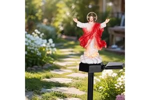 Upplyst Jesus staty soldriven utomhusprydnad med nattlampa