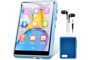ZAQE 64 GB Reproductor MP3 Bluetooth 5.3, 2,4" Ecrã Tátil MP3 Reproductor Portátil com Altifalante Interior, Gravador De Voz, rádio FM, Suporte até 128 GB (Azul)
