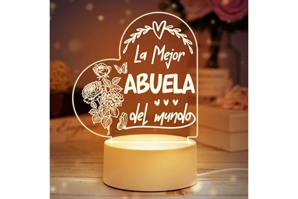 Buioata Regalo Abuela, Regalo Cumpleaños Abuela Original, Regali Mujer, Regali de Reyes Magos para la Abuela - Luz Nocturna Acrílica Grabada - Clase de Eficiencia Energética F
