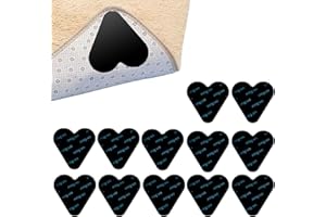 GOTFUN 12 tappetini antiscivolo per tappeti, a forma di cuore, antiscivolo, non lascia tracce, riutilizzabili, per lisciare gli angoli e tagliare