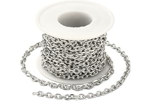 UR URLIFEHALL 16.4 Feet/5m 304 Stainless Steel Cable Chains Silver Diamond Cut Chains Unwelded Links Chain for DIY Craft Jewellery Making
