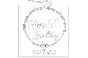 FENNELISA 16th 18th 21st 30th 40th 50th 60th 70th Birthday Gifts for Women,Sterling Silver Heart Bracelet for Women Thoughtful Birthday Gifts Ideas with Cards for Mum Daughter Ladies Sister Nana